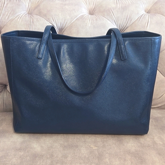 Tory Burch Caitlin Navy Hudson Bay Blue Saffiano leather tote - Picture 2 of 12